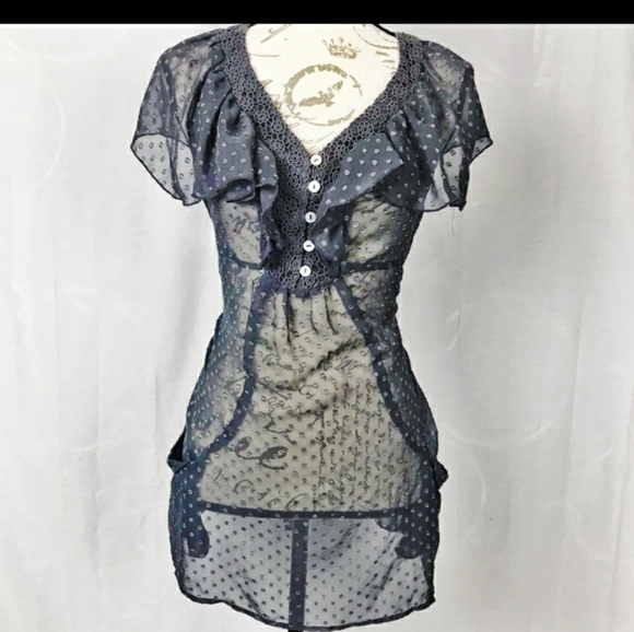 ***SOLD***Sheer grey ruffle top - Picture 1 of 2